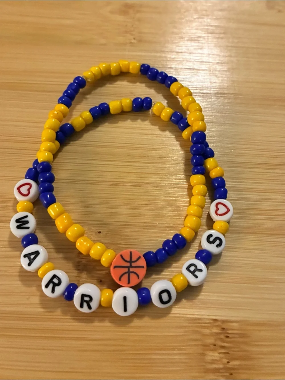 Handmade 'Warriors' Beaded Bracelet Set - Blue & Yellow